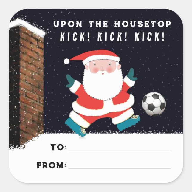 Fotboll Juletiketter Fyrkantigt Klistermärke (Framsida)