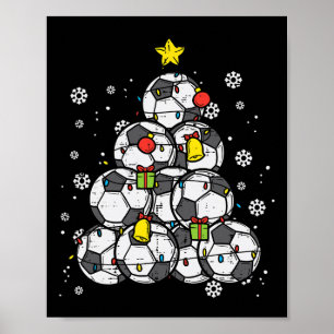 Fotboll julgran Xmas spelare pojkar flickor män W Poster