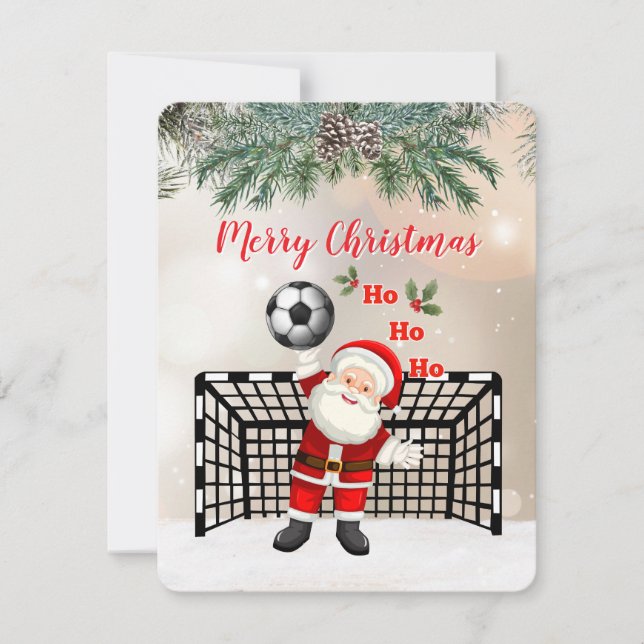 Fotboll Julhälsningskort Tomte Fotboll Julkort (Framsida)