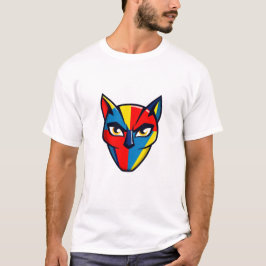 Fotboll Katt Ansikte | Färgglad Fotboll-Inspirerad T Shirt