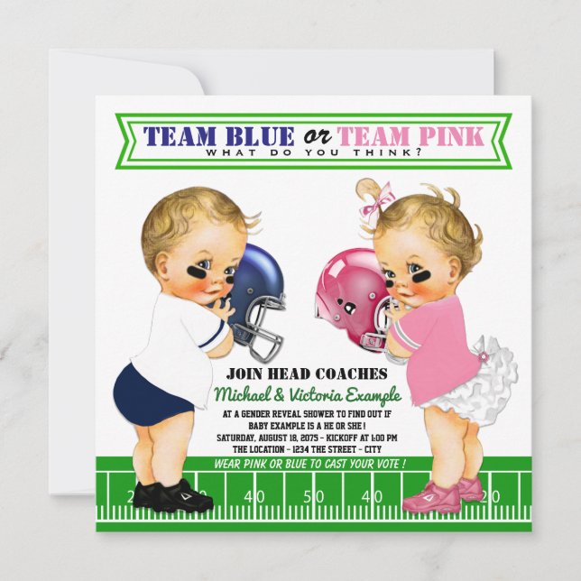 Fotboll Köns Avslöjande Baby Shower Inbjudningar (Framsida)