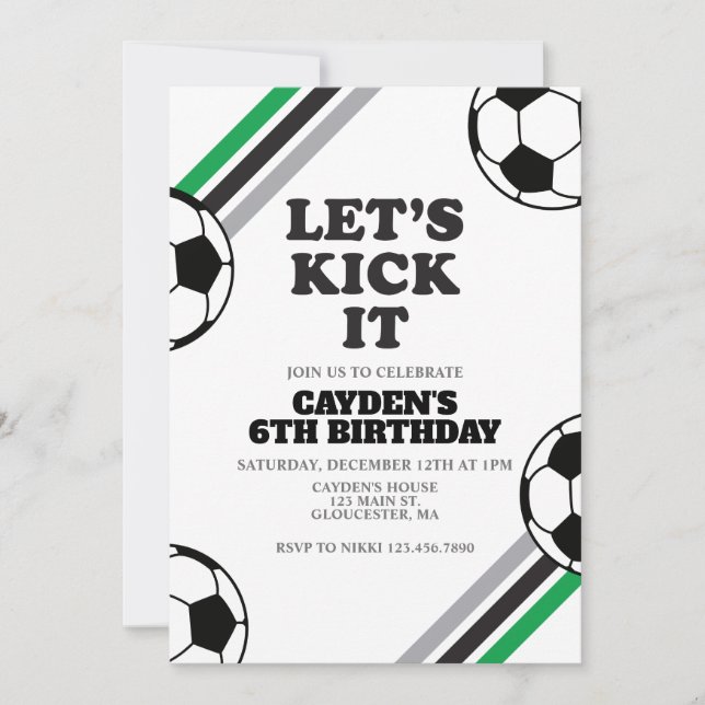Fotboll Låt oss Kick it Birthday Inbjudningar (Framsida)