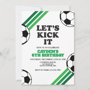 Fotboll Låt oss Kick it Grönt Birthday Inbjudningar