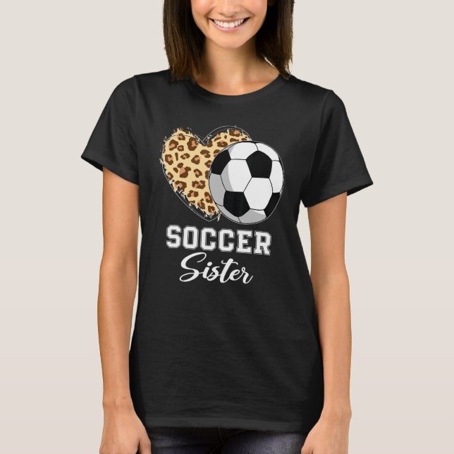 Fotboll Leopard Heart Mors dag T Shirt (Framsida)