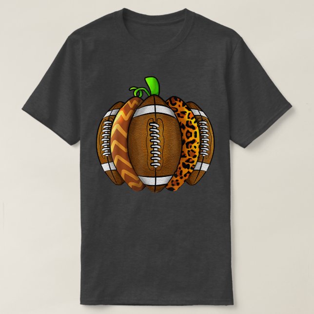 Fotboll Leopard Pumpkin Fall Autumn Football Spor T Shirt (Design framsida)