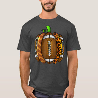 Fotboll Leopard Pumpkin Fall Autumn Football Spor T Shirt