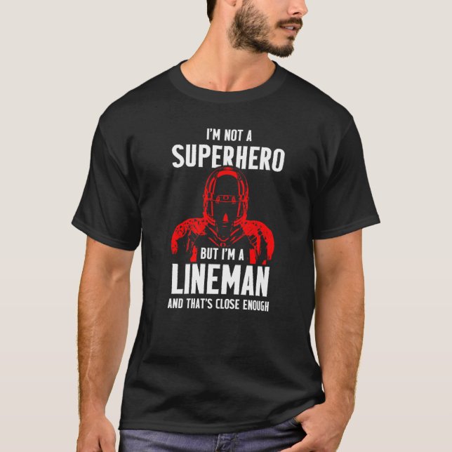 Fotboll Lineman Hero Offensiv Defensiv Player T Shirt (Framsida)