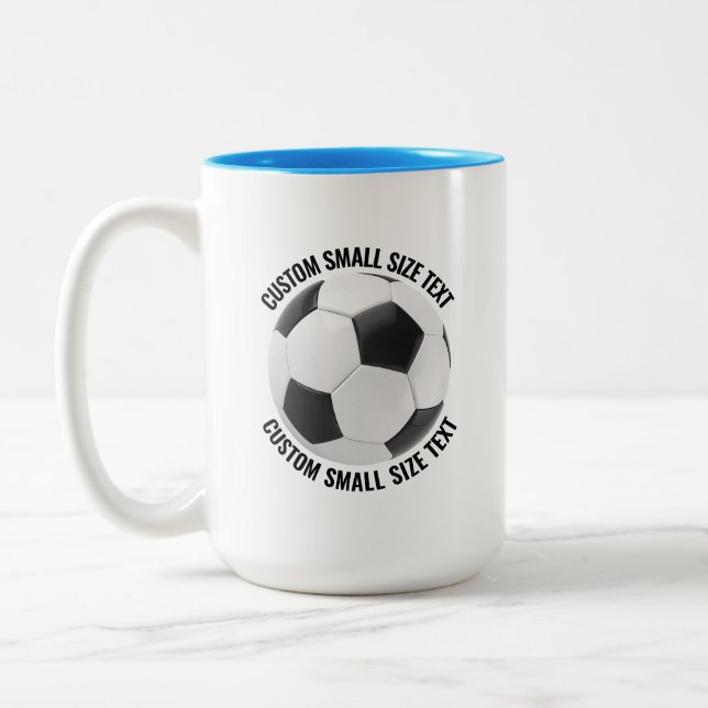 Fotboll & Liten Text LJUSBLÅ 425g Custom Två-Tonad Mugg (Vänster)