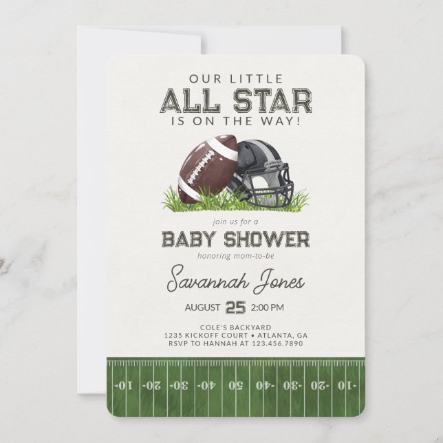 Fotboll Little All Star Baller Baby Shower Inbjudningar (Framsida)