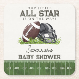 Fotboll Little All Star Touchdown Baby Shower Underlägg Papper Kvadrat