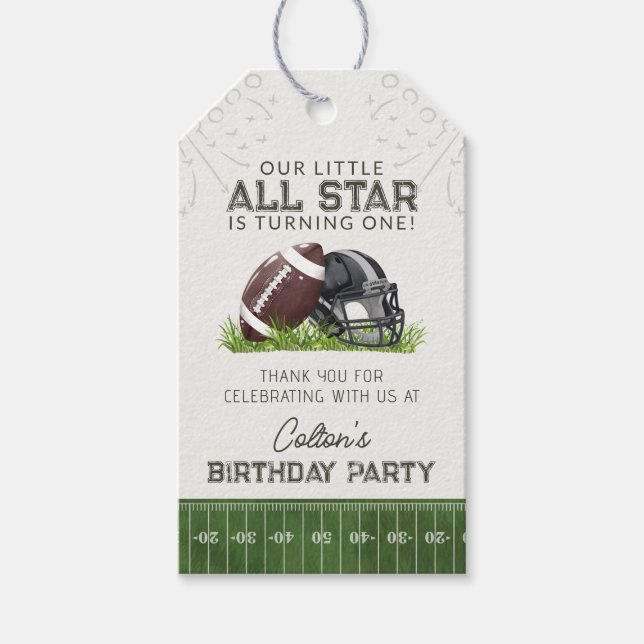 Fotboll Little AllStar Touchdown Födelsedagspresen Presentetikett (Framsidan)