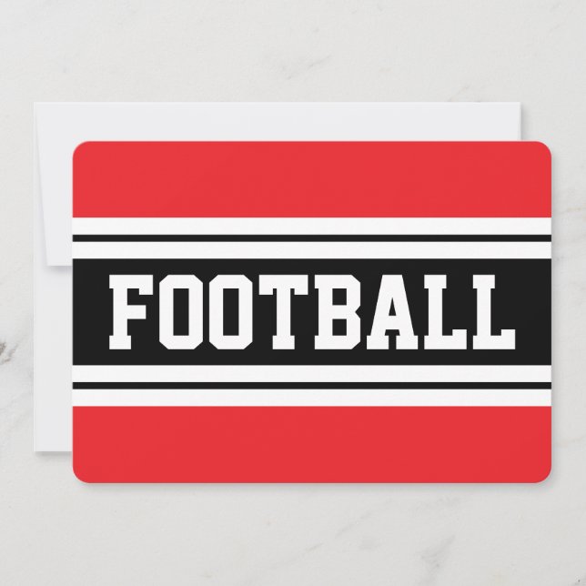 FOTBOLL Ljust röd svart vit tävlingsränder Inbjudningar (Framsida)