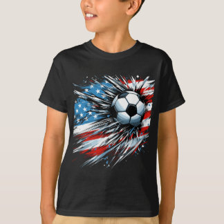 Fotboll Ll 4:e Juli Pojkar Amerikansk Flagga Patri T Shirt