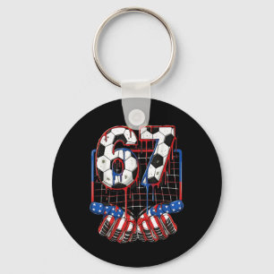 Fotboll Ll 67 Drip Six Seven Gen Alpha Meme Usa Fl Nyckelring