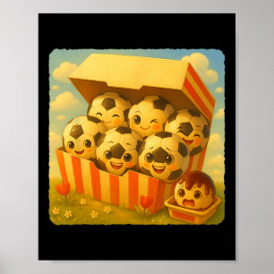 Fotboll Ll Kycklingnuggets Söt Kawaii Rolig Snabb Poster