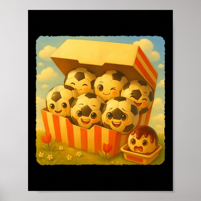 Fotboll Ll Kycklingnuggets Söt Kawaii Rolig Snabb  Poster (Framsidan)