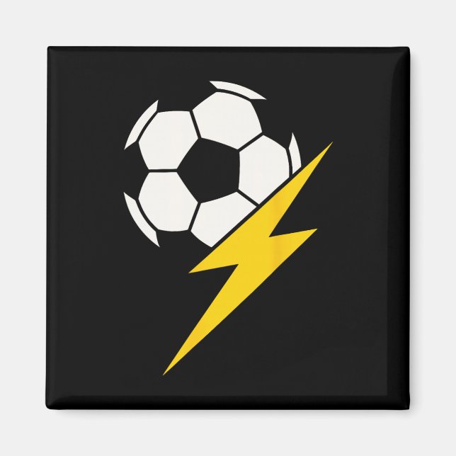 Fotboll Ll Med Gul Blixt Teamtränare Eller Magnet (Framsidan)