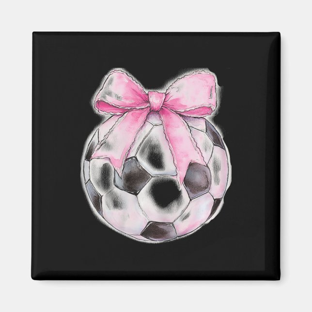 Fotboll Ll Rosa Coquette Bow Dainty Ribbon Flickor Magnet (Framsidan)