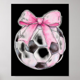 Fotboll Ll Rosa Coquette Bow Dainty Ribbon Flickor Poster