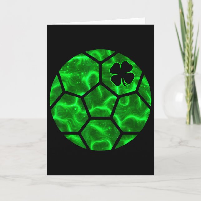 Fotboll Ll Shamrock Lucky Clover Irish St Patricks Kort (Framsida)