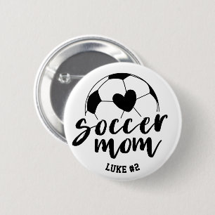 Fotboll Mamma Heart Boll Personlig Namn och antal Knapp