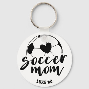 Fotboll Mamma Heart Boll Personlig Namn och antal Nyckelring