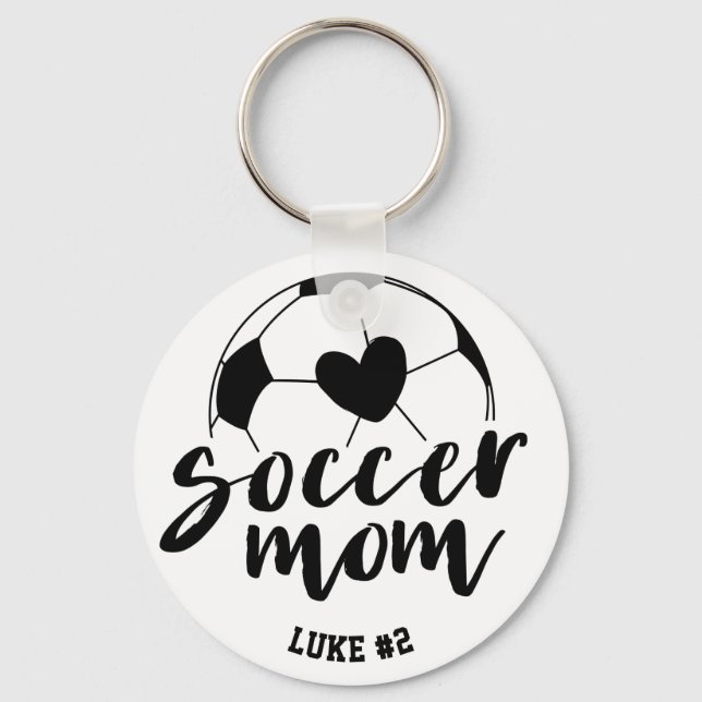 Fotboll Mamma Heart Boll Personlig Namn och nummer Nyckelring (Framsida)