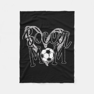 Fotboll Mamma Heart Ocer Älskare Mamma Fleecefilt