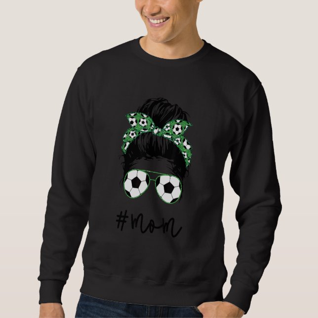 Fotboll Mamma Messy Bun Aviator Glass Ocer Mor Lång Ärmad Tröja (Framsida)
