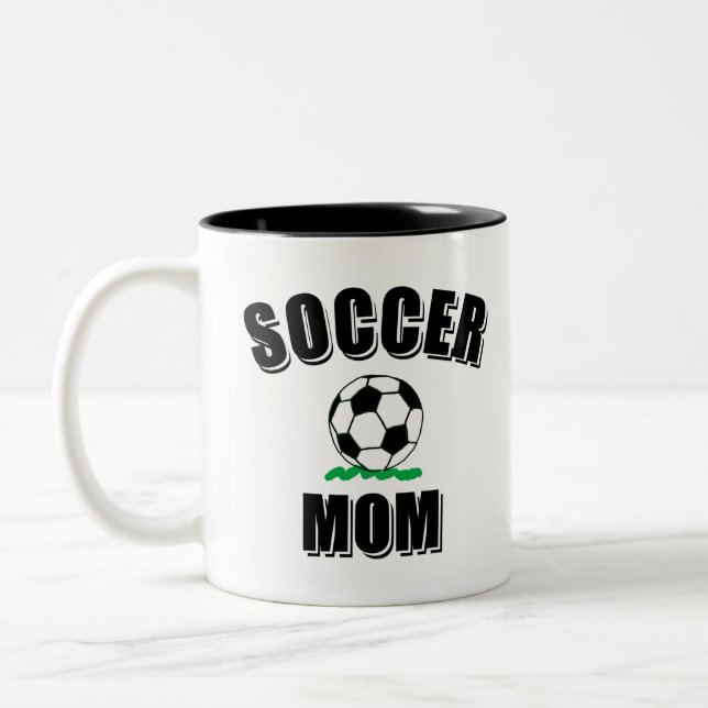 Fotboll Mamma Teckning och text Två-Tonad Mugg (Vänster)