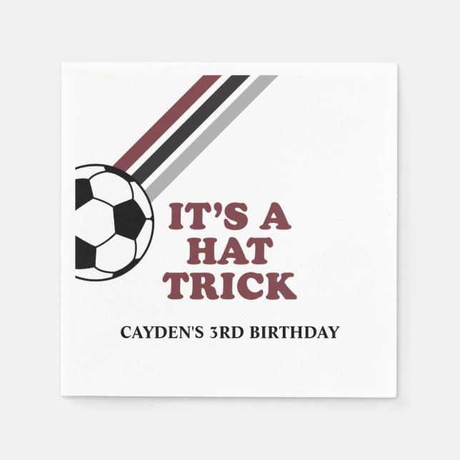 Fotboll Maroon-randig Hattrick 3-årsdag Pappersservett (Framsidan)