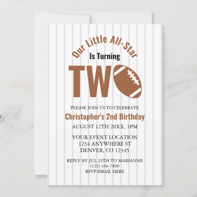 Fotboll med alla stjärnor 2:a födelsedagen inbjudningar (Framsida)
