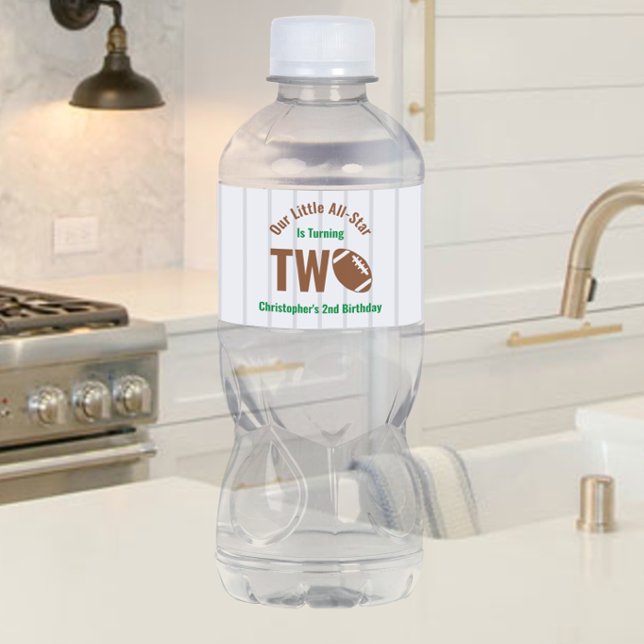 Fotboll med alla stjärnor 2:a födelsedagen vattenflaskor etikett (Skapare uppladdad)