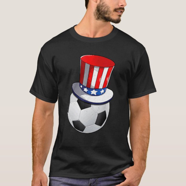 Fotboll med amerikansk Flagga, patriotisk 4:e Jul T Shirt (Framsida)