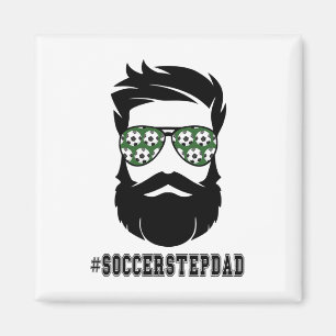 Fotboll med Beard Step Pappa Step Far Ste Magnet
