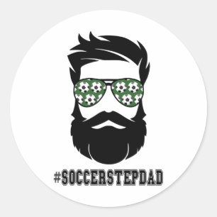 Fotboll med Beard Step Pappa Step Far Ste Runt Klistermärke