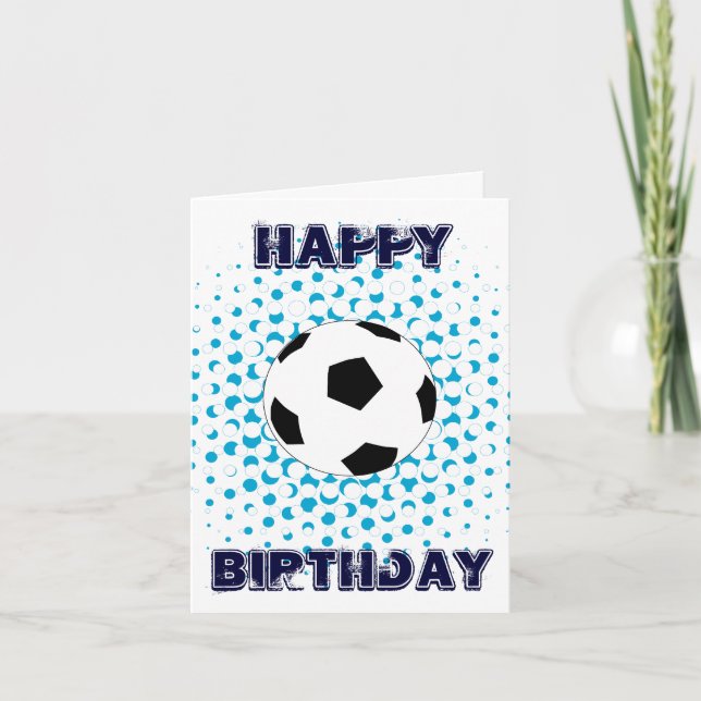 Fotboll med blå färg, Grattis på födelsedagen Kort (Framsida)