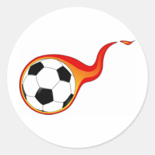 Fotboll med flamma runt klistermärke