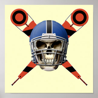 Fotboll med Helmet och Yard Markers Poster