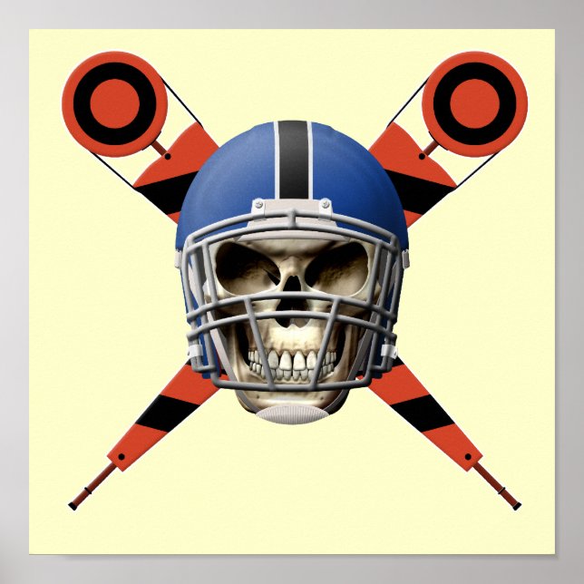 Fotboll med Helmet och Yard Markers Poster (Framsidan)