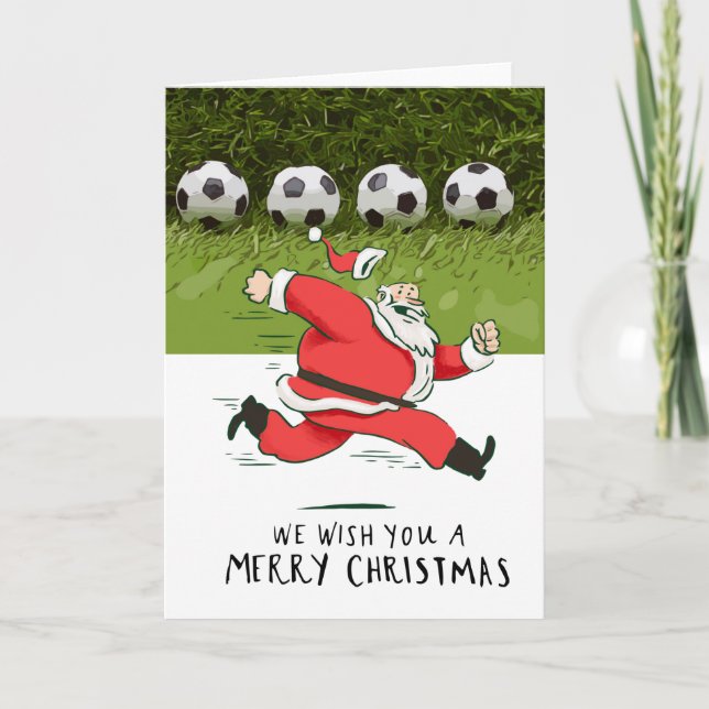 Fotboll med Jultomten som leker boll Kort (Framsida)