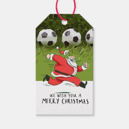 Fotboll med Jultomten som leker boll Presentetikett