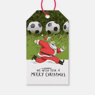 Fotboll med Jultomten som leker boll Presentetikett