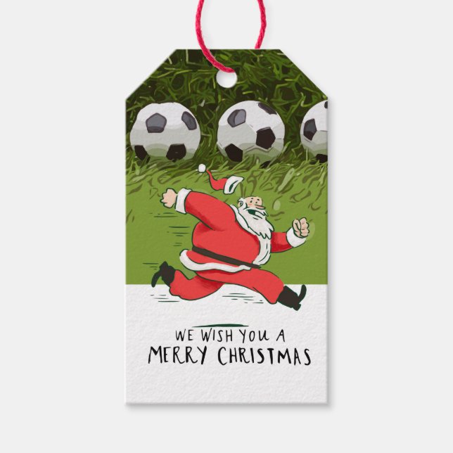 Fotboll med Jultomten som leker boll Presentetikett (Framsidan)