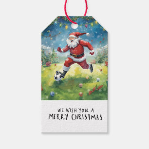 Fotboll med Jultomten som leker boll Presentetikett