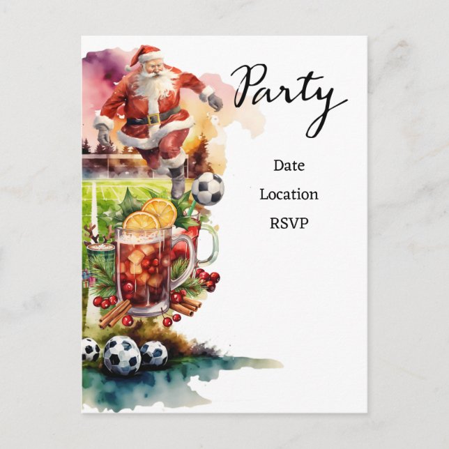 Fotboll med Jultomten som leker boll Vykort (Framsida)