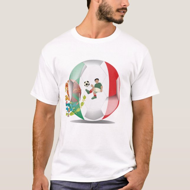 Fotboll med mexikansk flagg konstverk t shirt (Framsida)