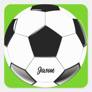 Fotboll med Namn Lime Green Fyrkantigt Klistermärke