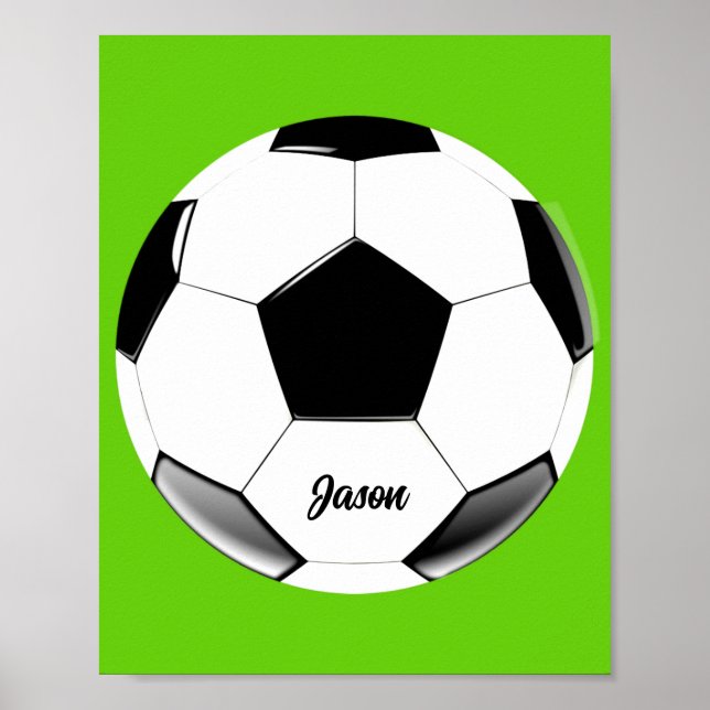 Fotboll med Namn Lime Green Poster (Framsidan)