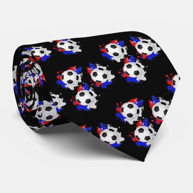 Fotboll med Rött vitt blått necktie Slips (Rullad)